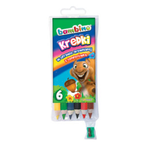 Kredki Jumbo 6-kol. 15 cm drewniane Bambino + temperówka, St.Majewski