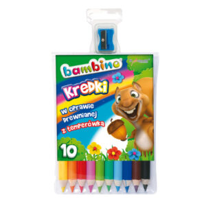 Kredki 10-kol. 15 cm Jumbo drewniane Bambino + temperówka, St.Majewski