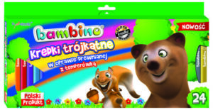 Kredki 24kol 15 cm Jumbo w drew. trójkątne+ temp. Bambino, St.Majewski