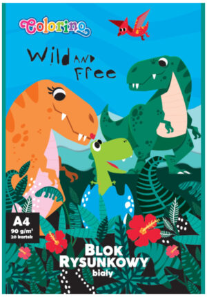 Blok rysunkowy biały A4 20k 90g Dino Colorino Kids, Patio