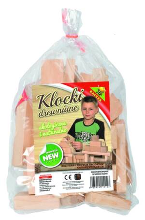 Klocki drewniane w worku dużym