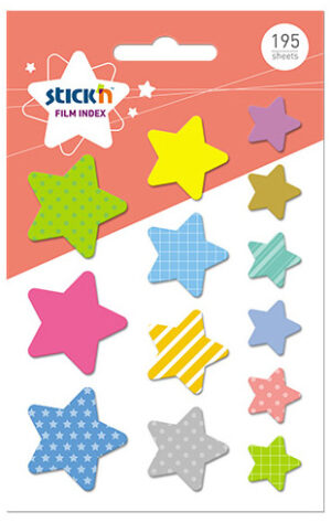 Zakładki indeksujące kształty, gwiazdy mix rozmiarów(192szt, Stick`n