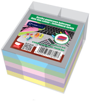 Bloczek kartek kolorowych w pojemniku 85x85x35mm, Interdruk