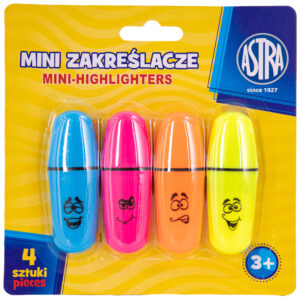Zakreślacze mini 4szt. na blistrze, Astra